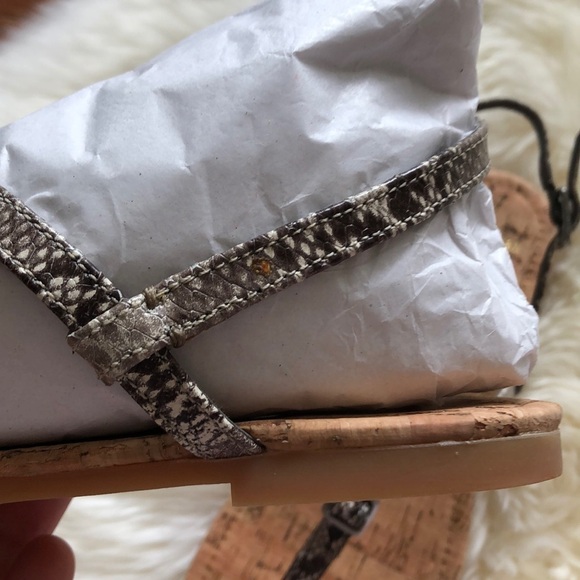 Cole Haan Britt Cork Snake Leather Sandal Roccia 7 - Picture 8 of 8